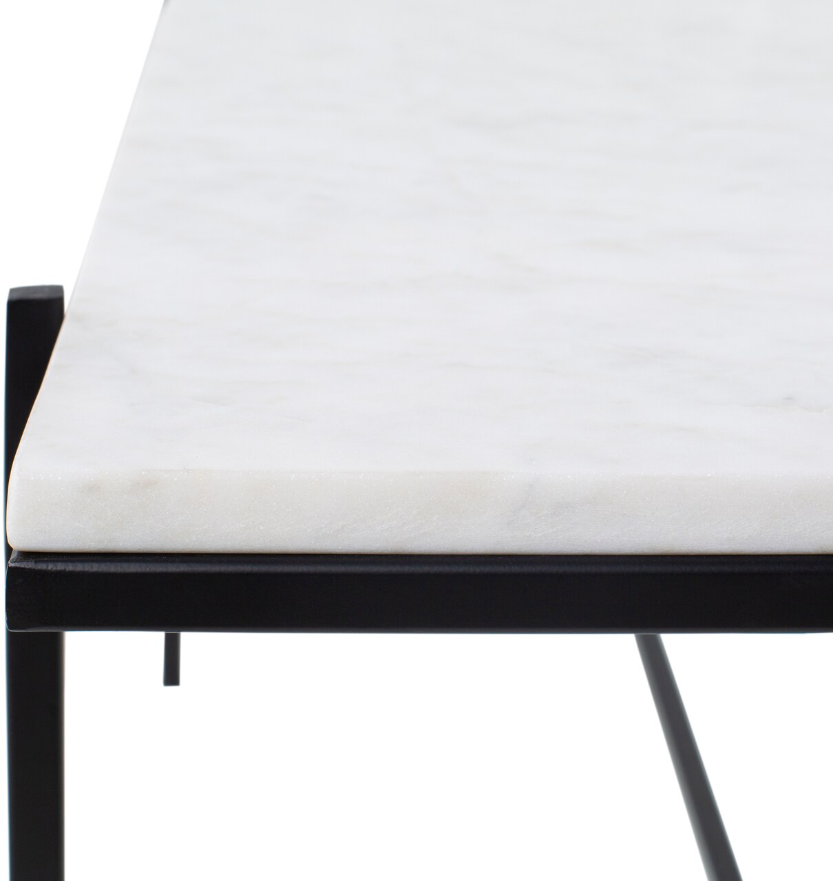 Tiwari Home 46" White and Black Rectangular Marble Coffee Table